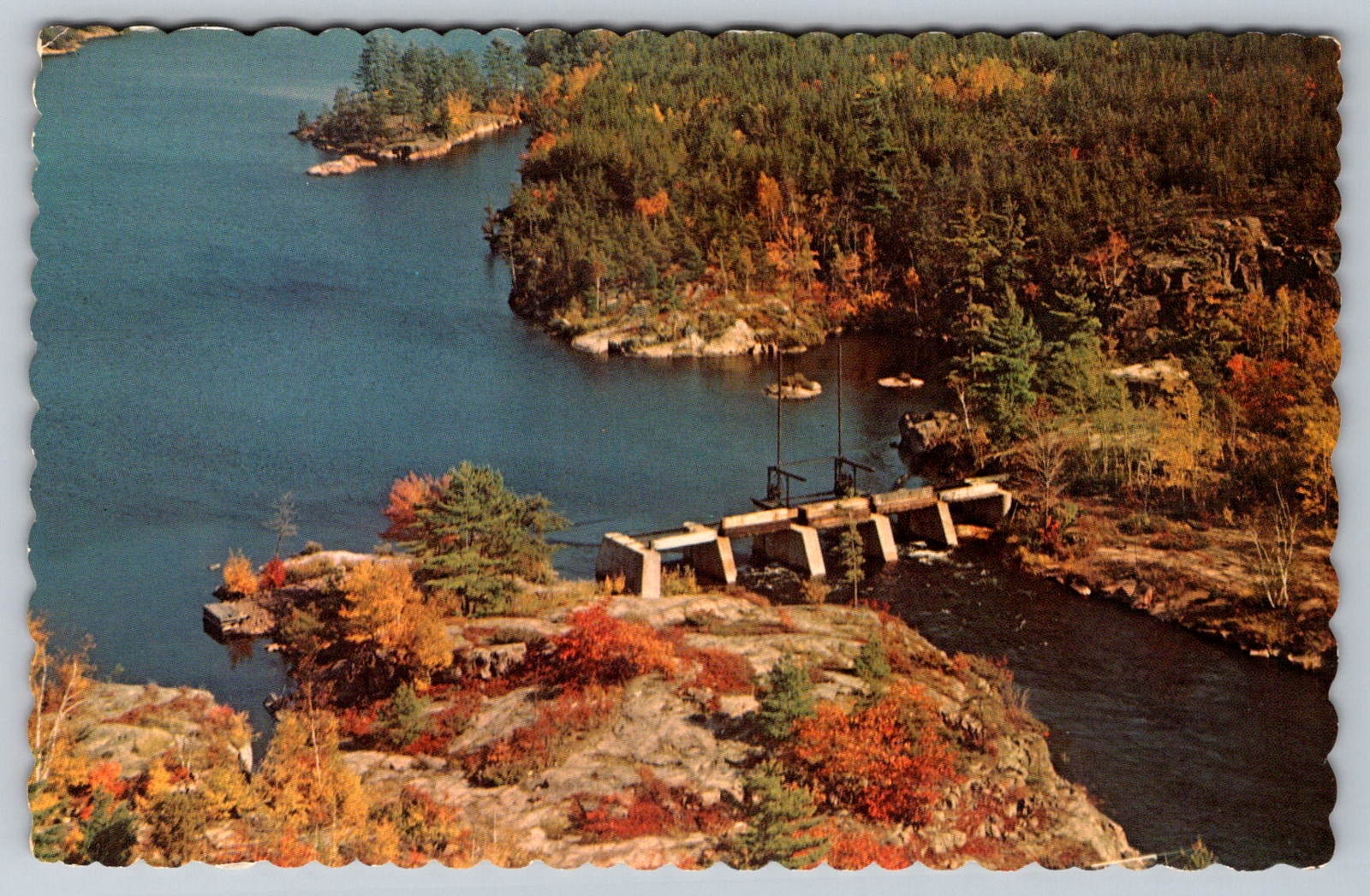 c1960s Chaudiere Dam French River Ontario Canada Postcard c1960s Chaudiere Dam French River Ontario Canada Postcard