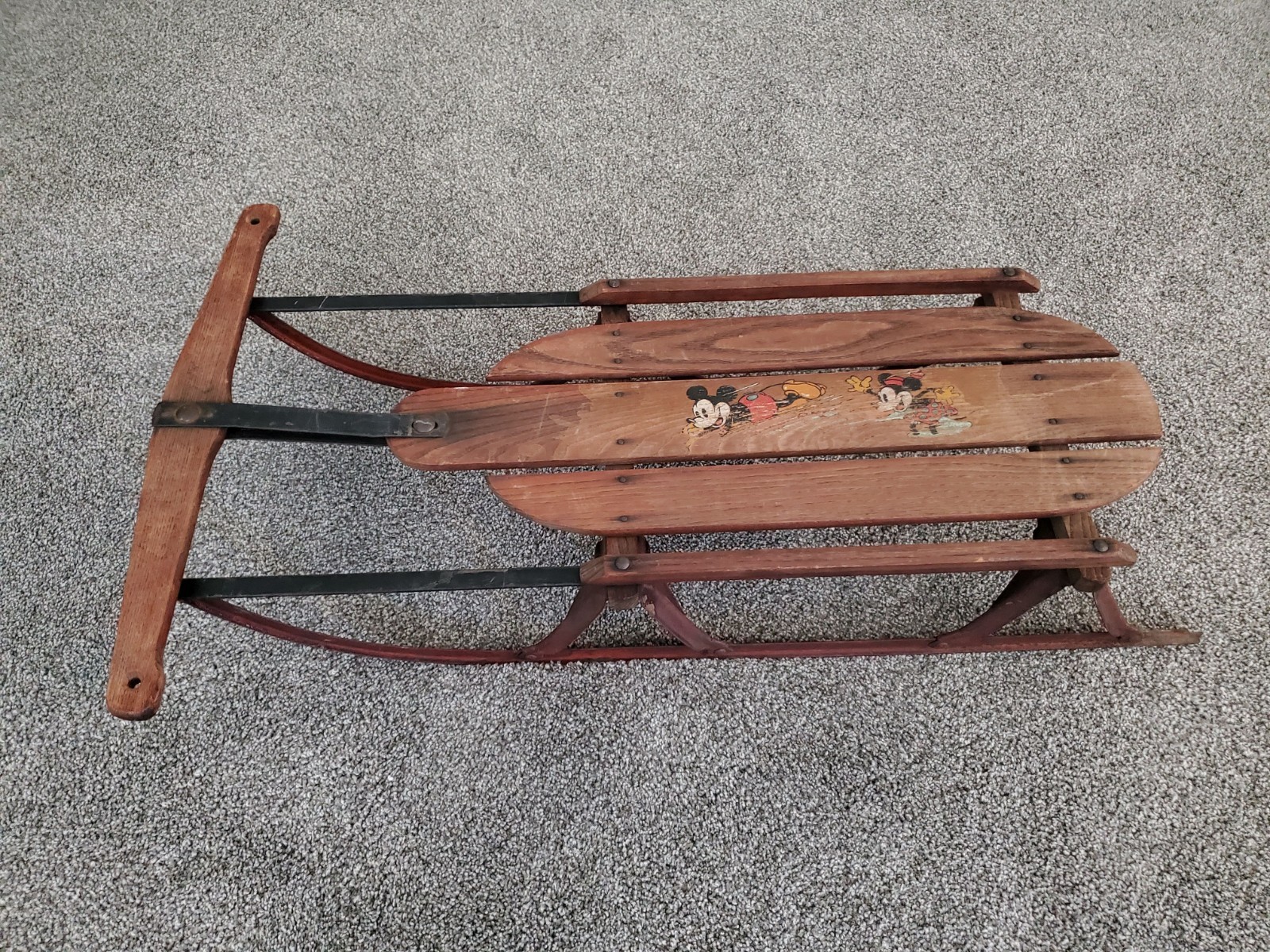Antique 1930's S.L. Allen & Co Mickey Mouse No. 90-K Flexible Flyer Sled W.D.Ent