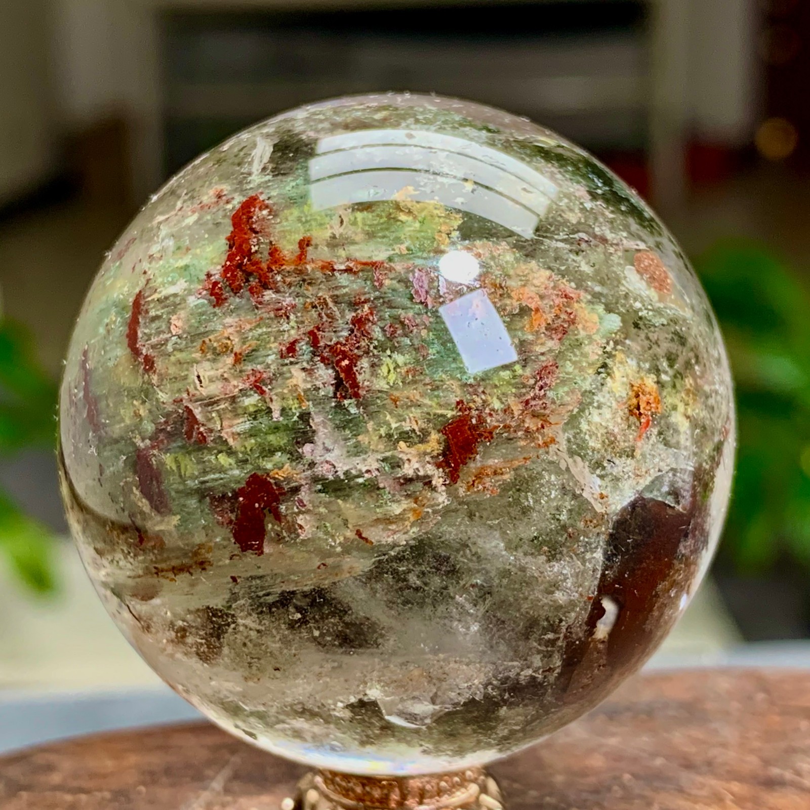 117G Natural Green Ghost Crystal Quartz Ball Crystal Sphere Mineral Specimen