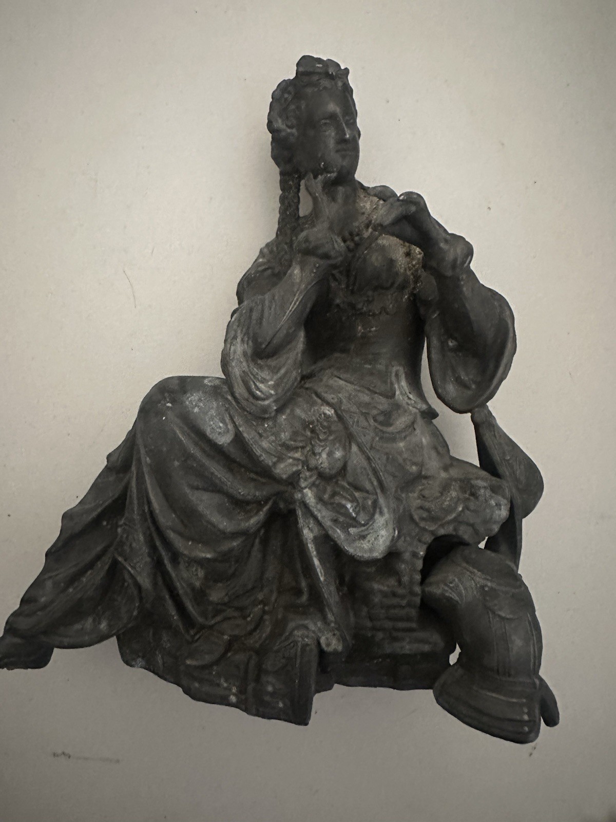 Antique Figural Statue Lady Metal1890s-1920s