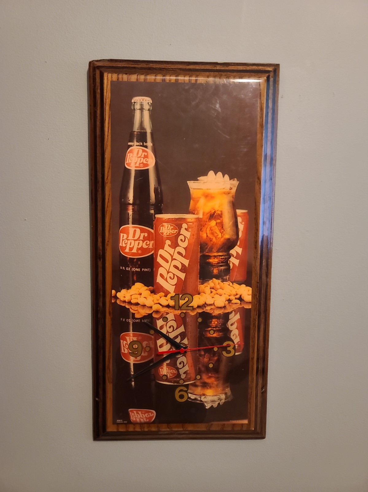 Vintage MCM 70s Jebco Dr Pepper Clock - Bar Den Man Cave WORKS