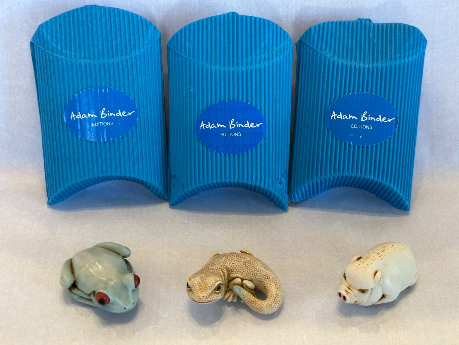 3 adam binder palm charms lizard frog pig harmony kingdom