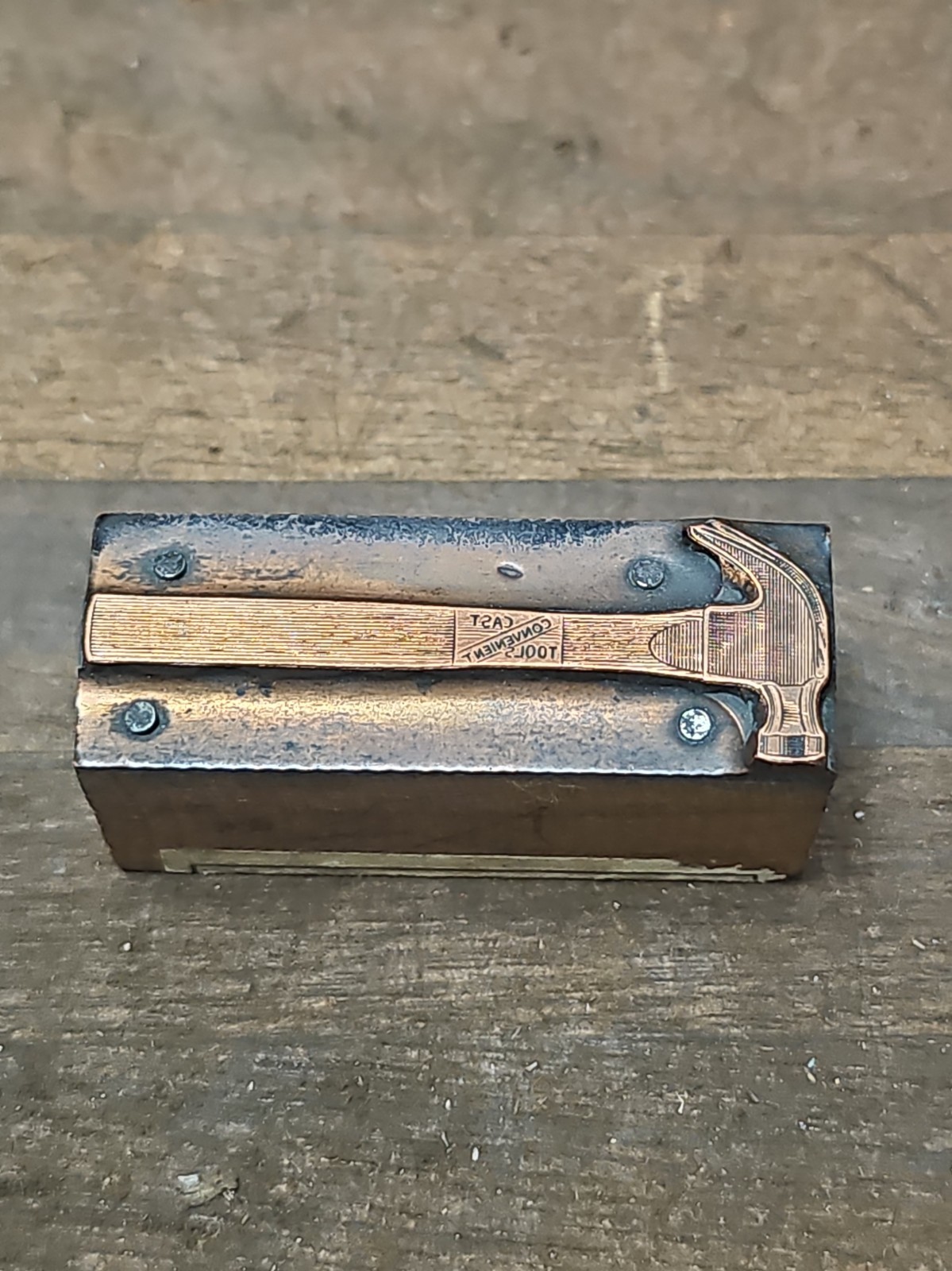 PB11- Antique  CONVENIENT TOOLS Claw hammer Wood Printing Block Advertising