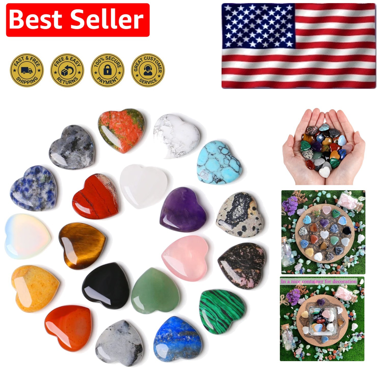 Elegant 20PCS Natural Healing Crystal Gift Box for Women - Stress Relief Stones Elegant 20PCS Natural Healing Crystal Gift Box for Women - Stress Relief Stones