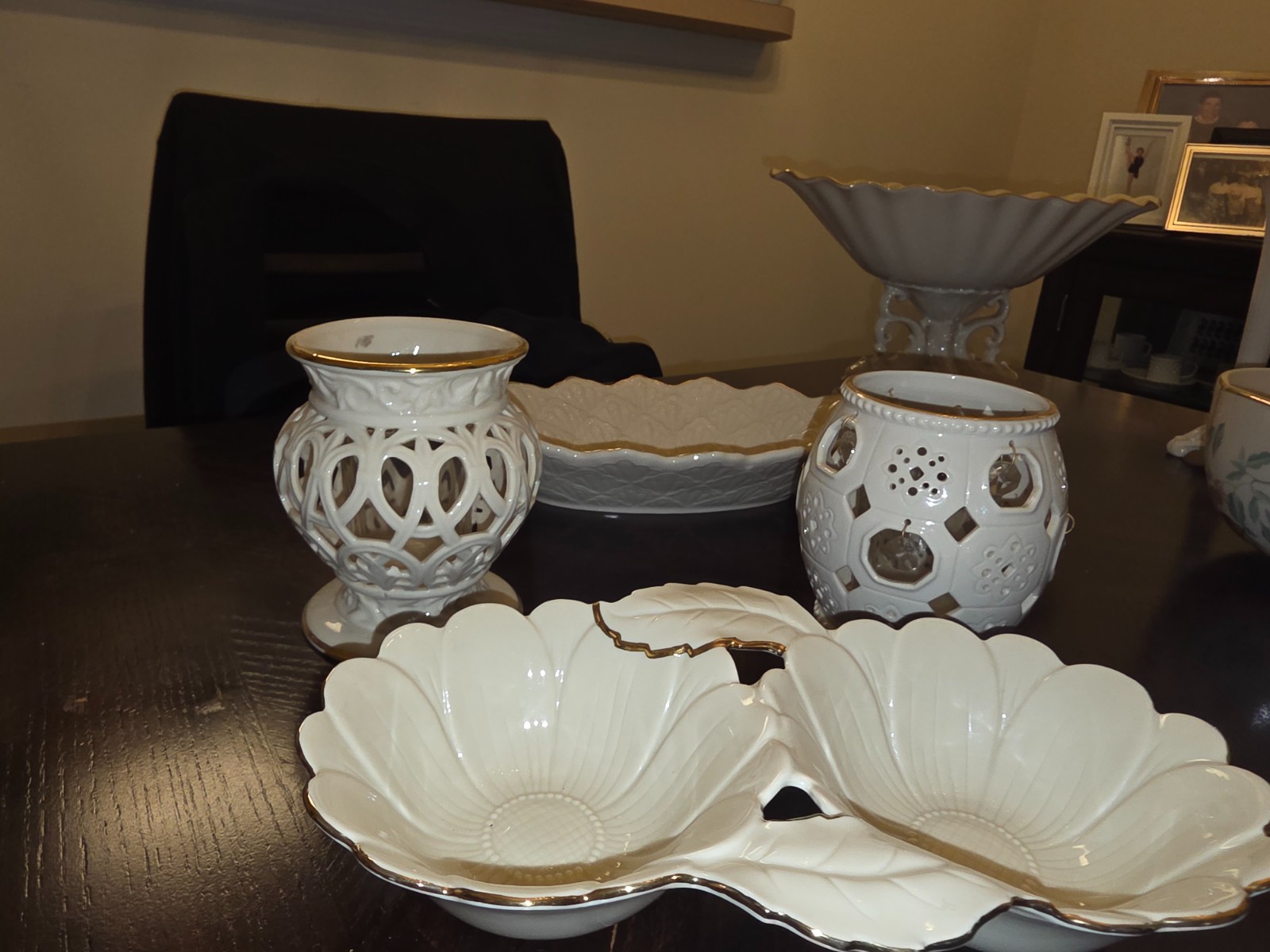 Several Lenox pieces. There are 3 vases (different sizes)  2 candle holders  etc