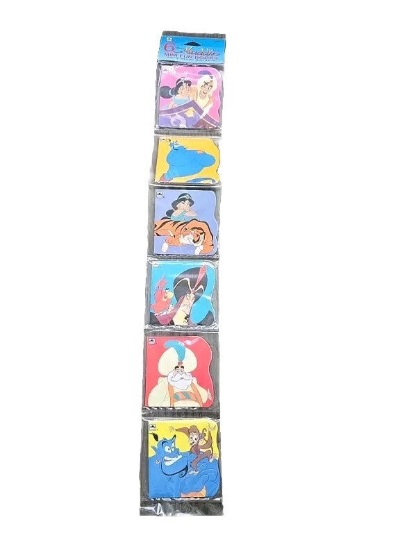Rare 1993 The Walt Disney Company 6 Mini Fun Books Aladdin Coloring, Dot To Dot Rare 1993 The Walt Disney Company 6 Mini Fun Books Aladdin Coloring, Dot To Dot