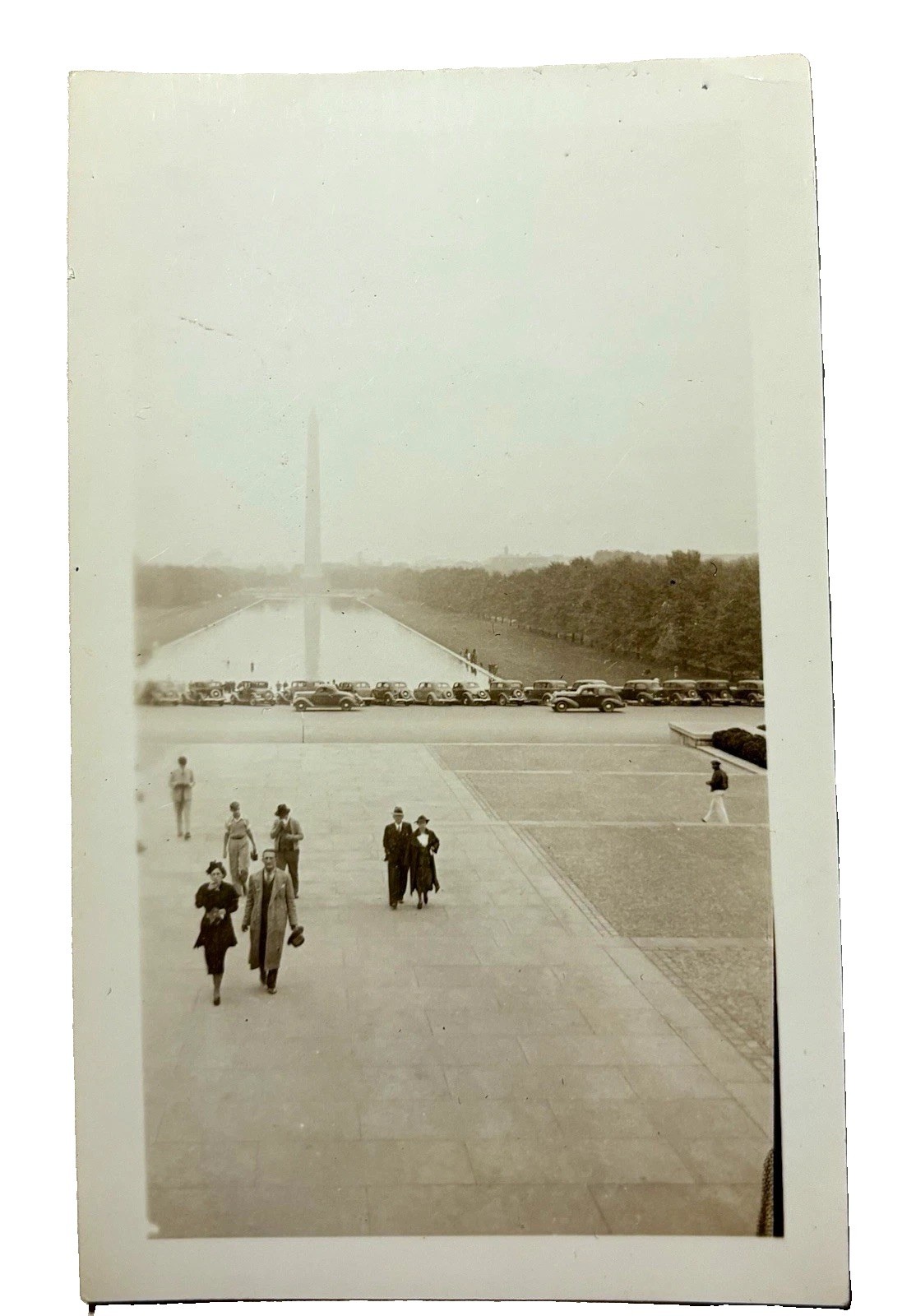 Vintage Photo snapshot Washington, DC Washington monument 1936 old cars