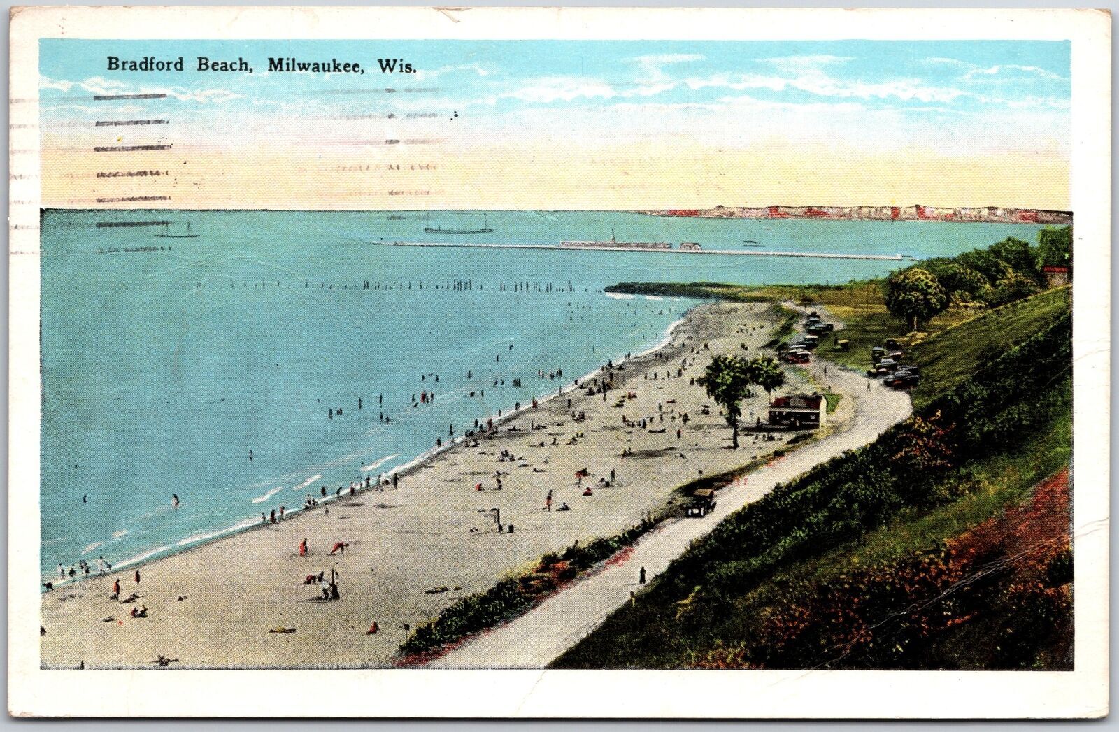 1927 Bradford Beach Milwaukee Wisconsin WI White Sand Beaches Posted Postcard 1927 Bradford Beach Milwaukee Wisconsin WI White Sand Beaches Posted Postcard