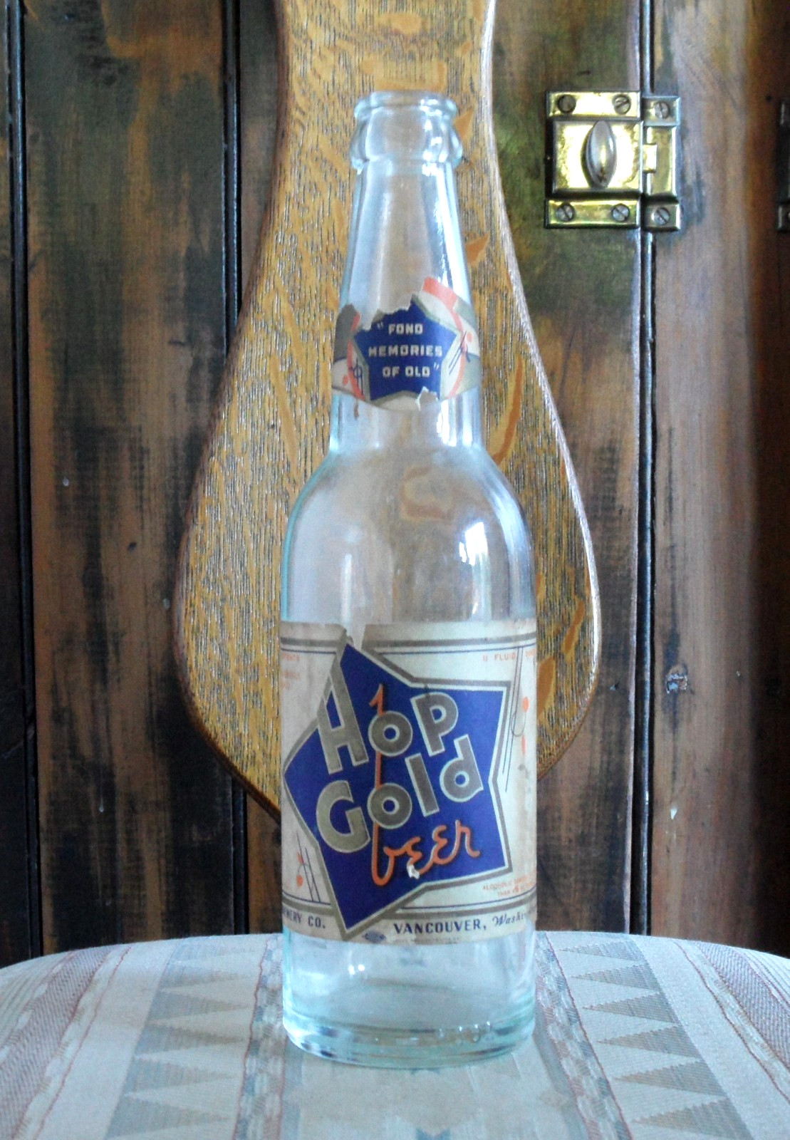 orig. 1933-39 HOP GOLD BEER 11oz. empty BOTTLE paper labels STAR BREWERY COMPANY