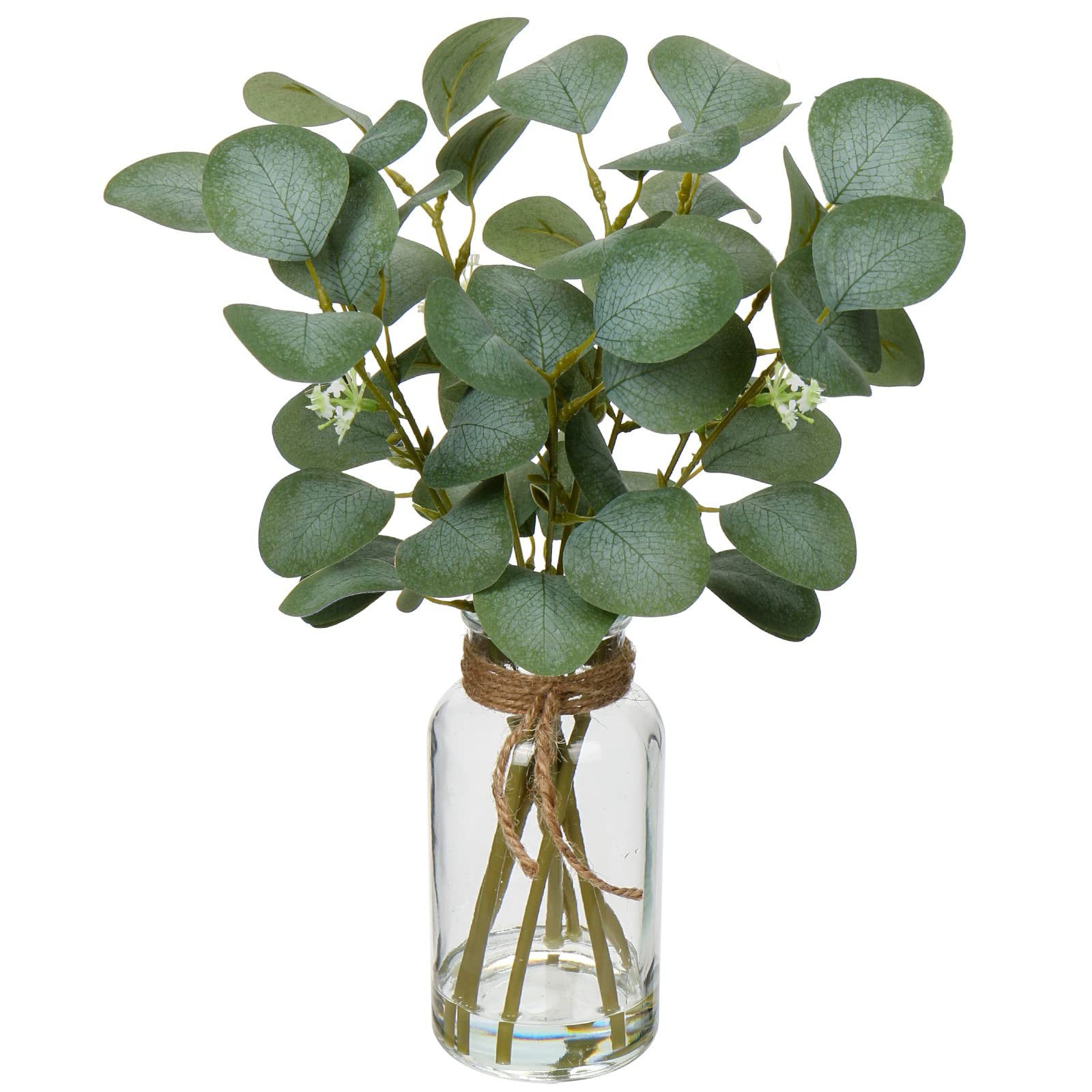 Briful Artificial Eucalyptus Stems in Glass Vase with Faux Water, 14 Briful Artificial Eucalyptus Stems in Glass Vase with Faux Water, 14