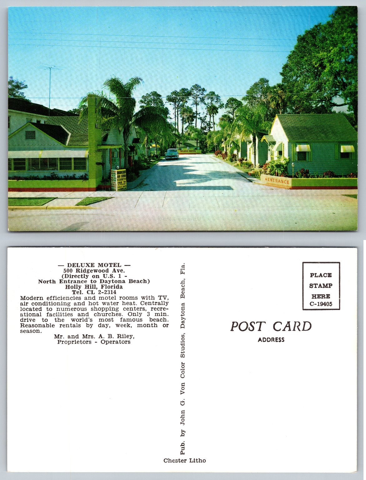 Deluxe Motel Holly Hill Florida Daytona Beach Vintage Postcard U.S. 1 Deluxe Motel Holly Hill Florida Daytona Beach Vintage Postcard U.S. 1