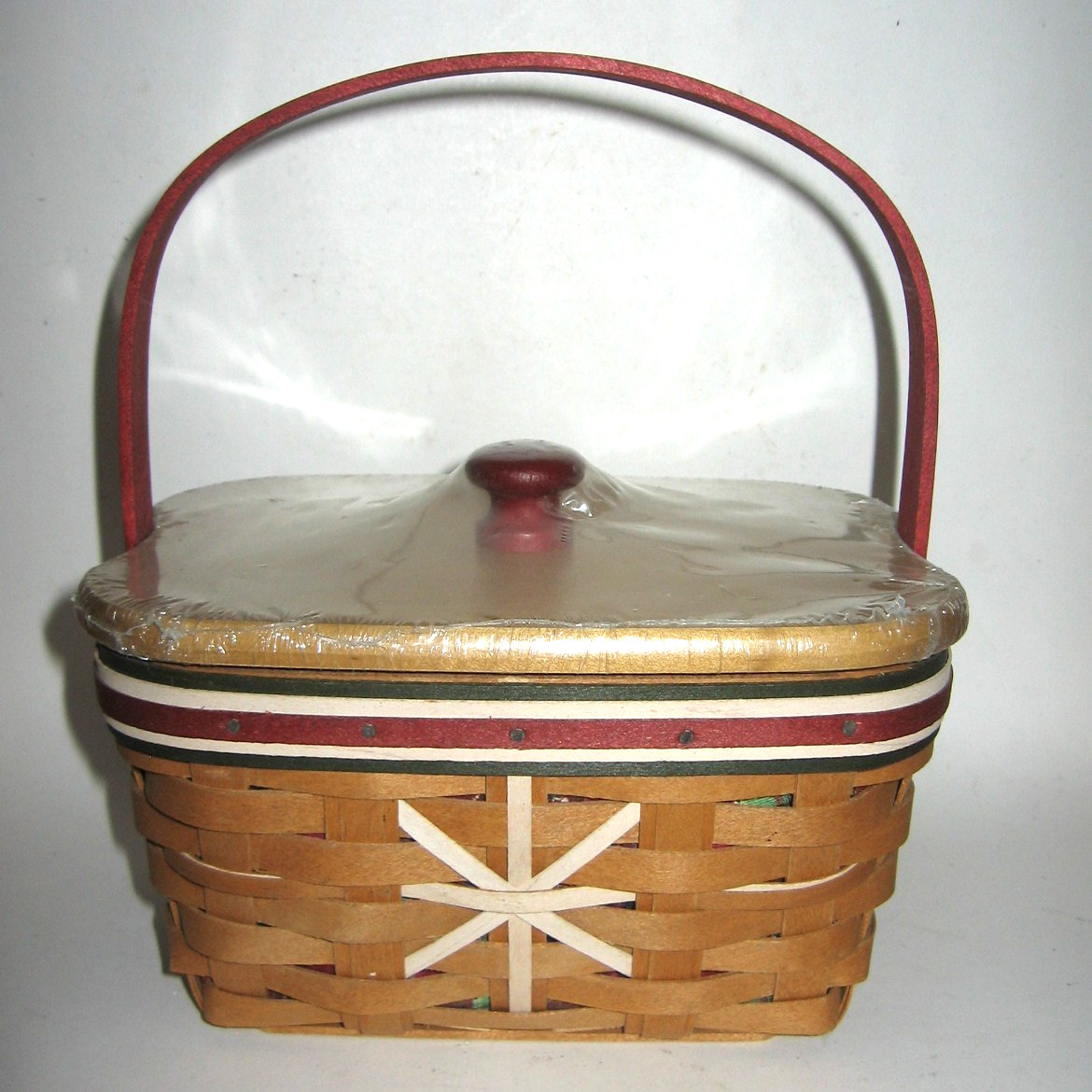 Longaberger 2009 Holiday Helper Treats Basket Fabric Liner, Plastic Protector