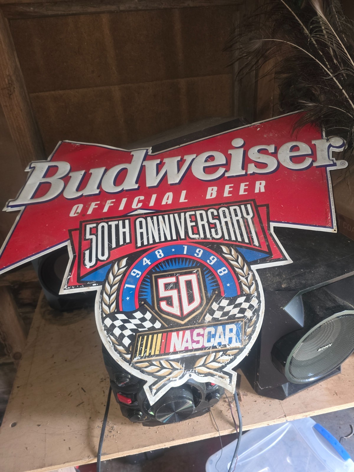 VTG 1948-1998 Budweiser NASCAR 50th Anniversary Metal Sign Official Beer