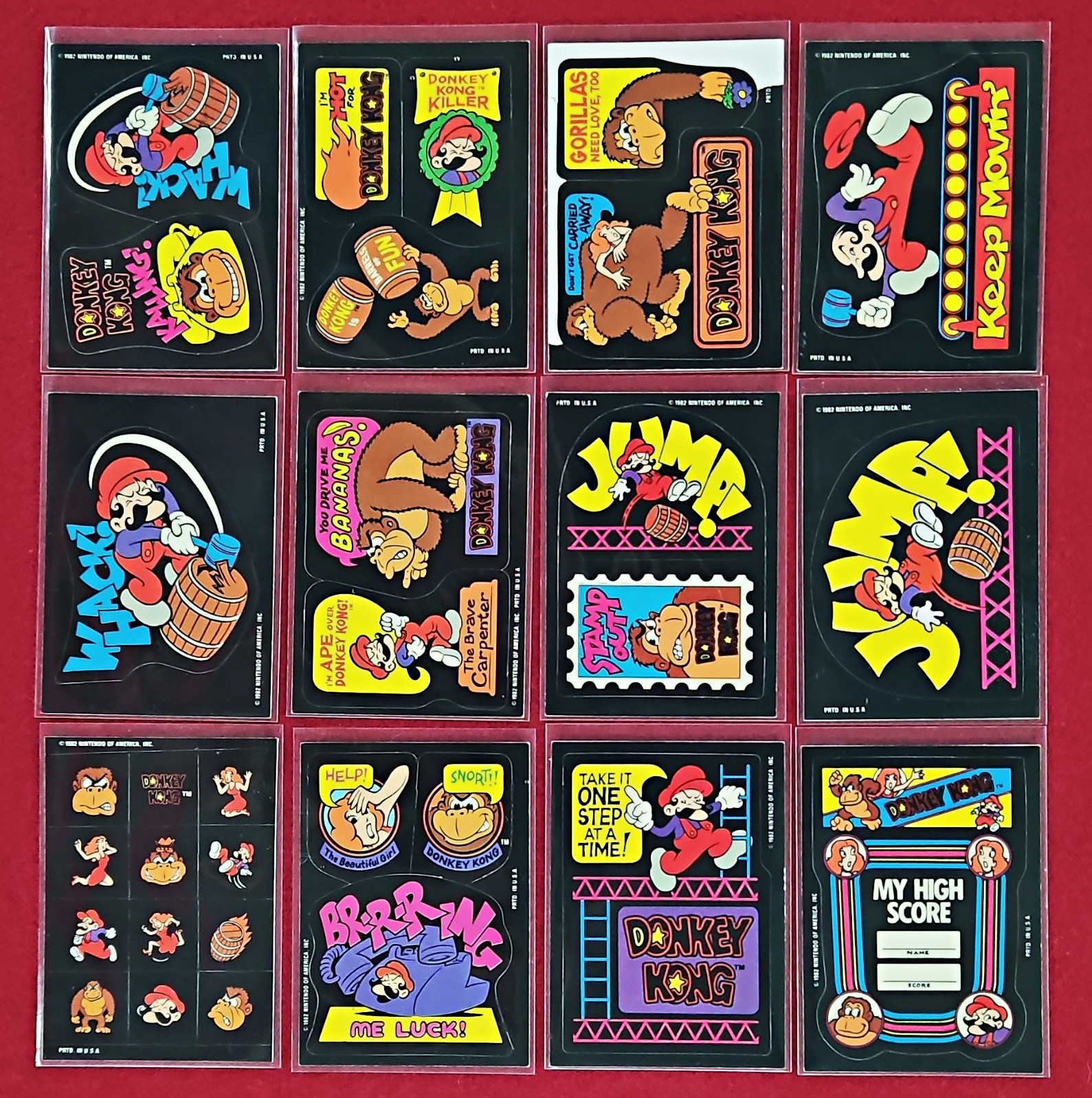 1982 Fleer Donkey Kong Sticker Card Lot of 12 - Mario Donkey Kong Original 1982 Fleer Donkey Kong Sticker Card Lot of 12 - Mario Donkey Kong Original