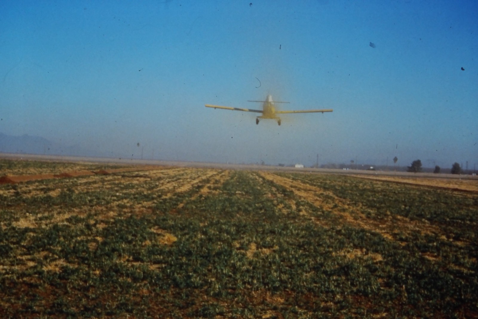 c1960's 35mm Slide Crop Duster Airplane Agricultural Field Building Road Rural c1960's 35mm Slide Crop Duster Airplane Agricultural Field Building Road Rural