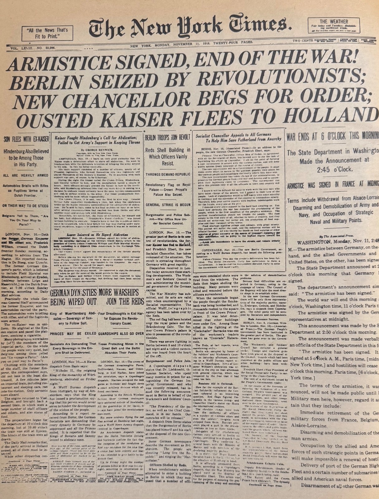 Vintage Armistice Signed WW1 ends NEW YORK TIMES News Article Estate Sale Find Vintage Armistice Signed WW1 ends NEW YORK TIMES News Article Estate Sale Find