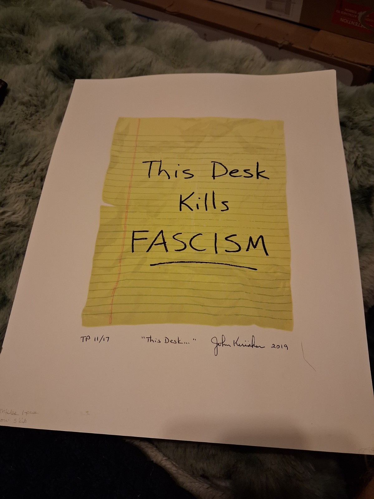 John Kiriakou RARE autographed 11x14 Card titled THIS DESK KILLS FASCISM John Kiriakou RARE autographed 11x14 Card titled THIS DESK KILLS FASCISM