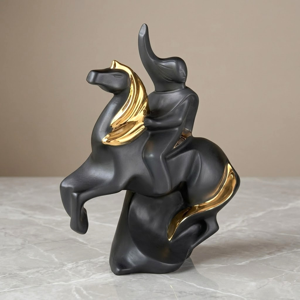 Vtg MCM Art Deco Santa Monica Ceramics Spain Woman on Horse Sculpture Statue HTF