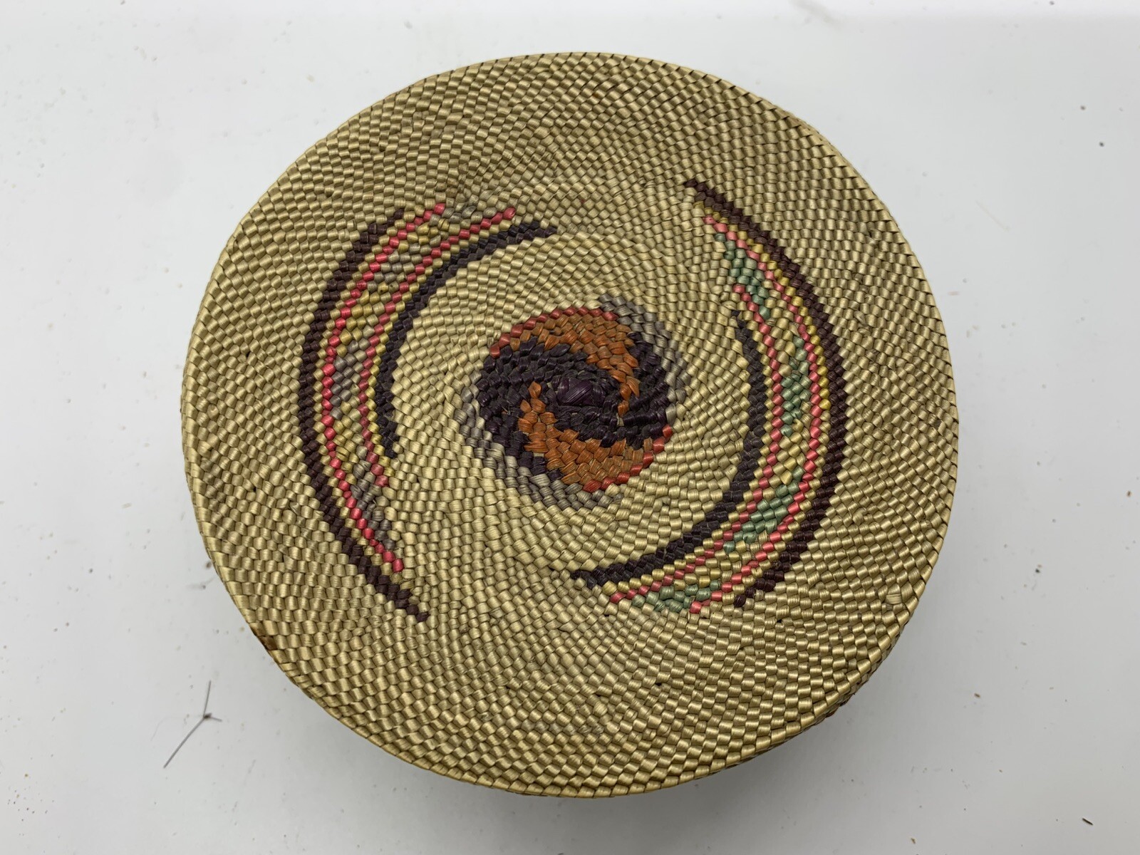 Antique Handwoven Makah Basket With Lid
