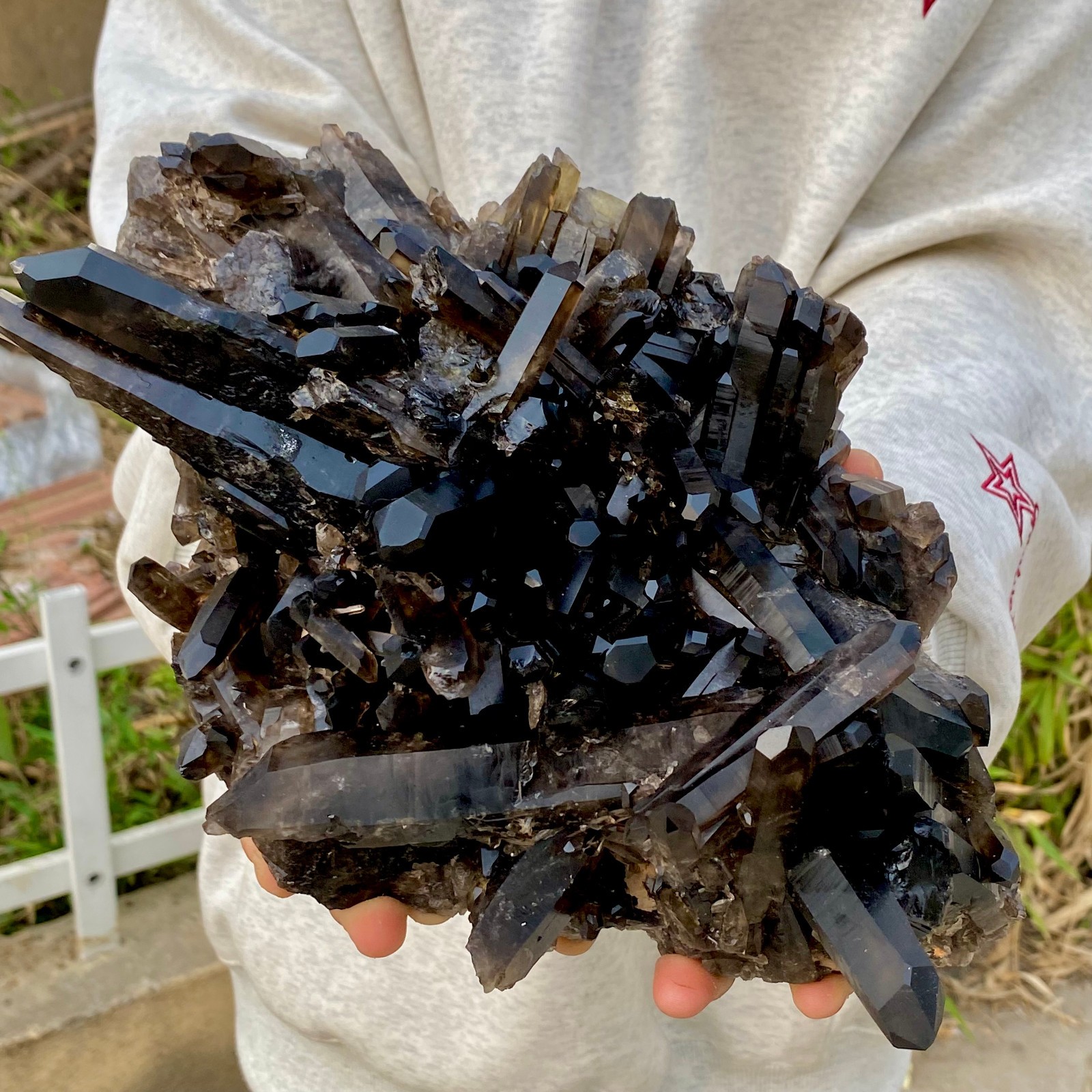 7.53LB Large Natural Smoky Black Quartz Crystal Cluster Raw Mineral Specimen