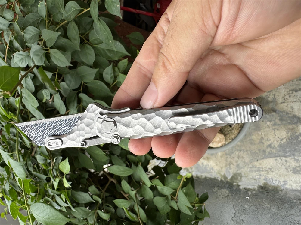 Titanium Alloy EDC Folding Knife Handle Quick-Open Outdoor Tool (No Blade)