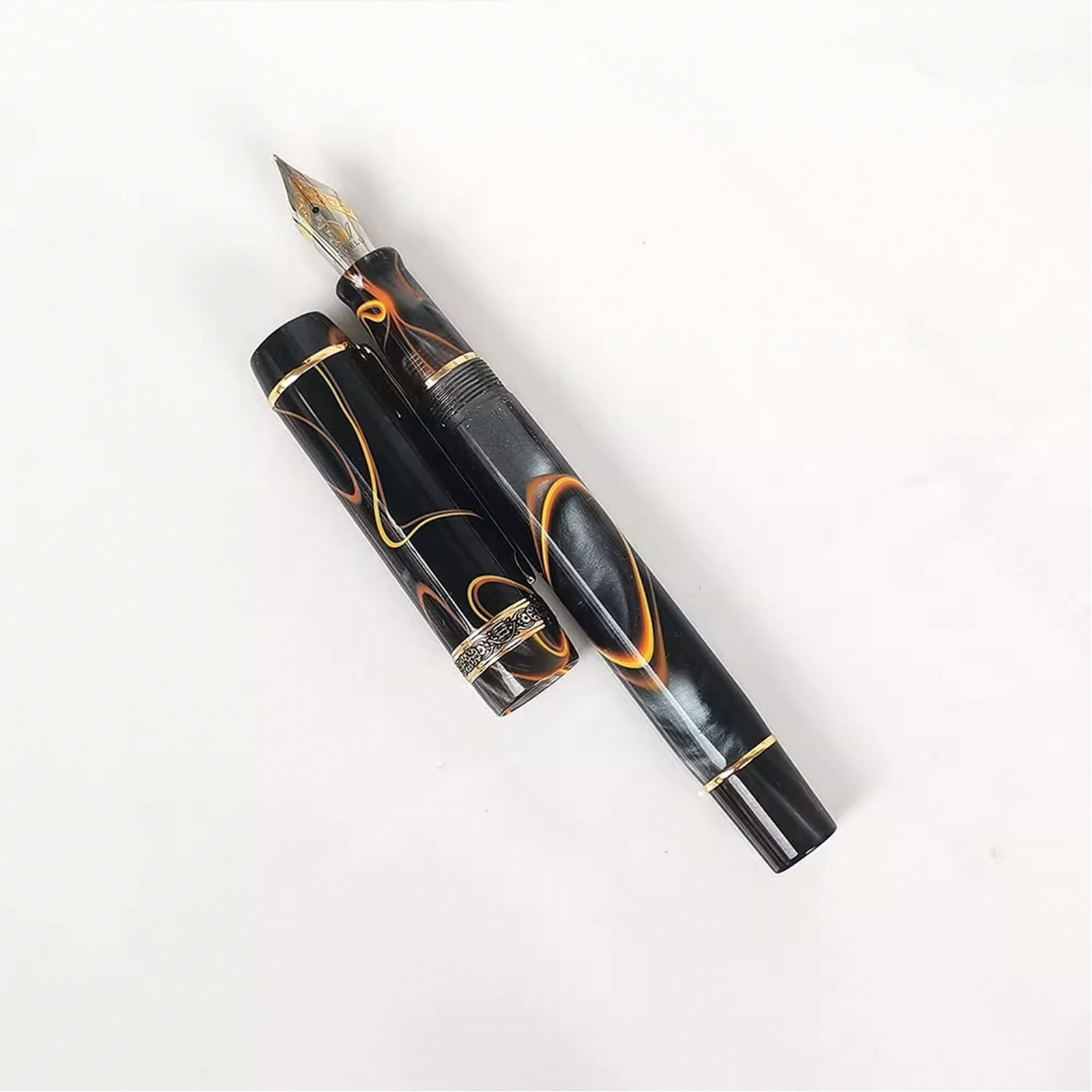 New Kaigelu 316 Resin Celluloid Black Fountain Pen EF/F Nib Writting Ink PenaH New Kaigelu 316 Resin Celluloid Black Fountain Pen EF/F Nib Writting Ink PenaH