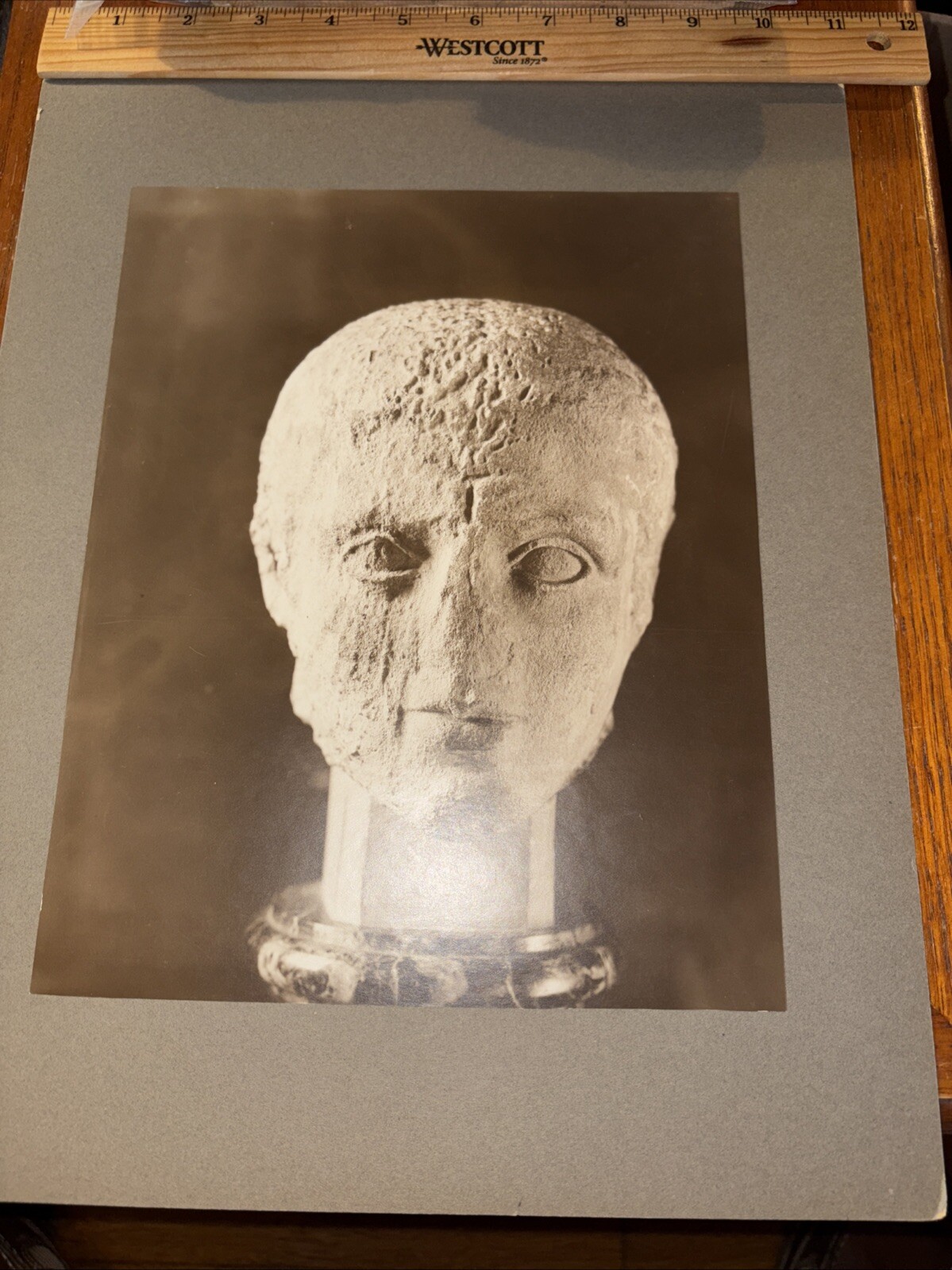 Antique Head of Lapith from Metope of Parthenon Greek Sculpture Mounted Photo