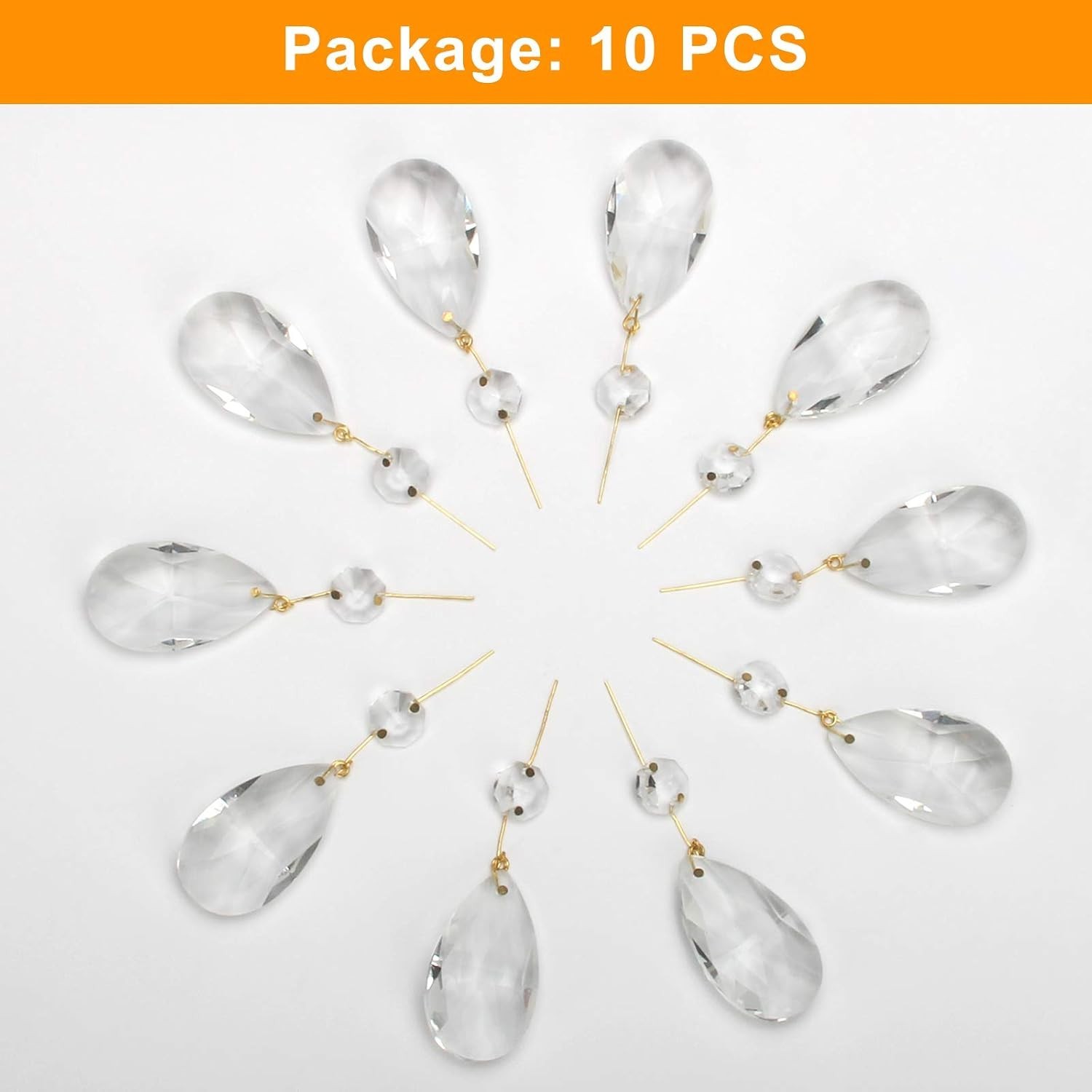 10Pcs Clear Crystal Teardrop Chandelier Prism Pendants Shiny Glass Crystals Bead 10Pcs Clear Crystal Teardrop Chandelier Prism Pendants Shiny Glass Crystals Bead