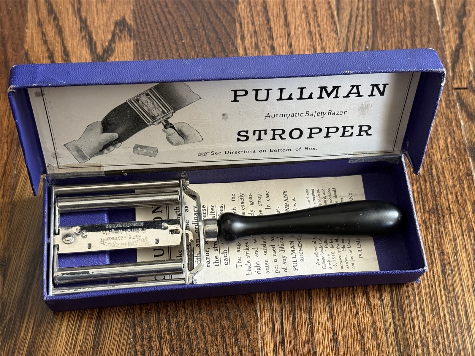 BARBER SHAVING TOOL PULLMAN SAFETY RAZOR BLADE STROP STROPPER ROCHESTER NY HONE 