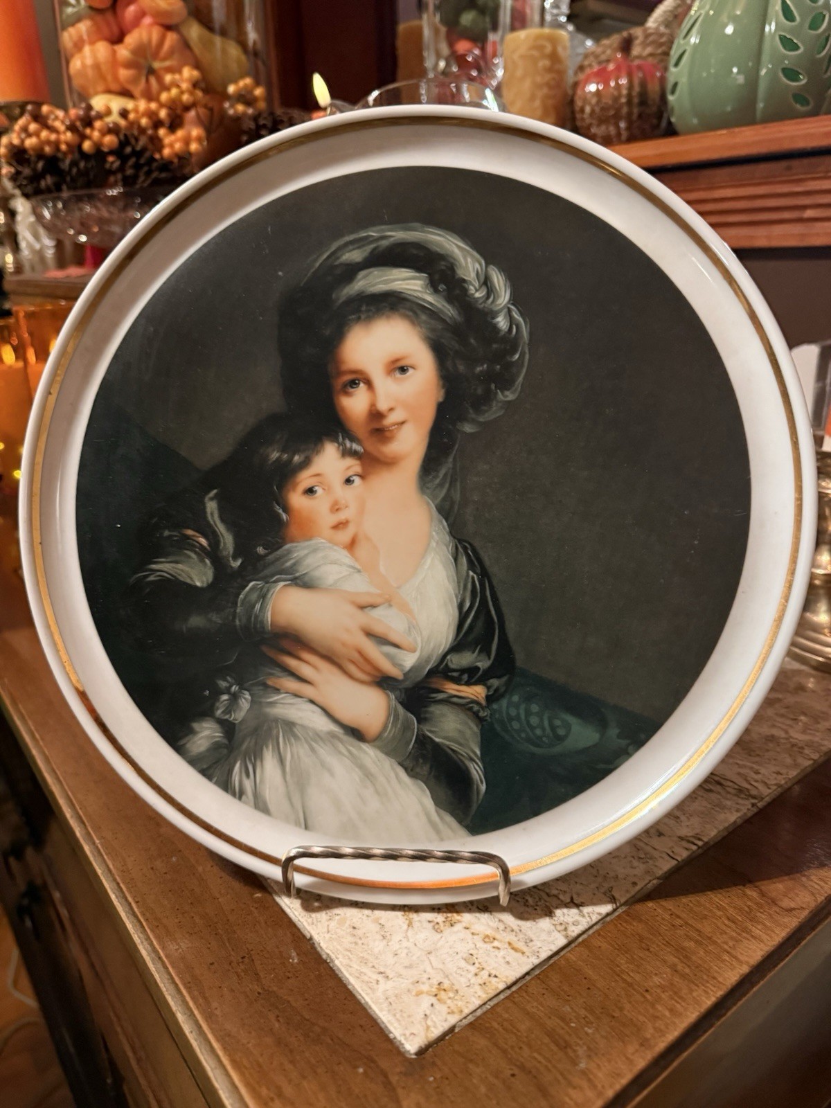 Vintage Limoges France Porcelain Portrait Plate Vigee LeBrun Daughter 11\