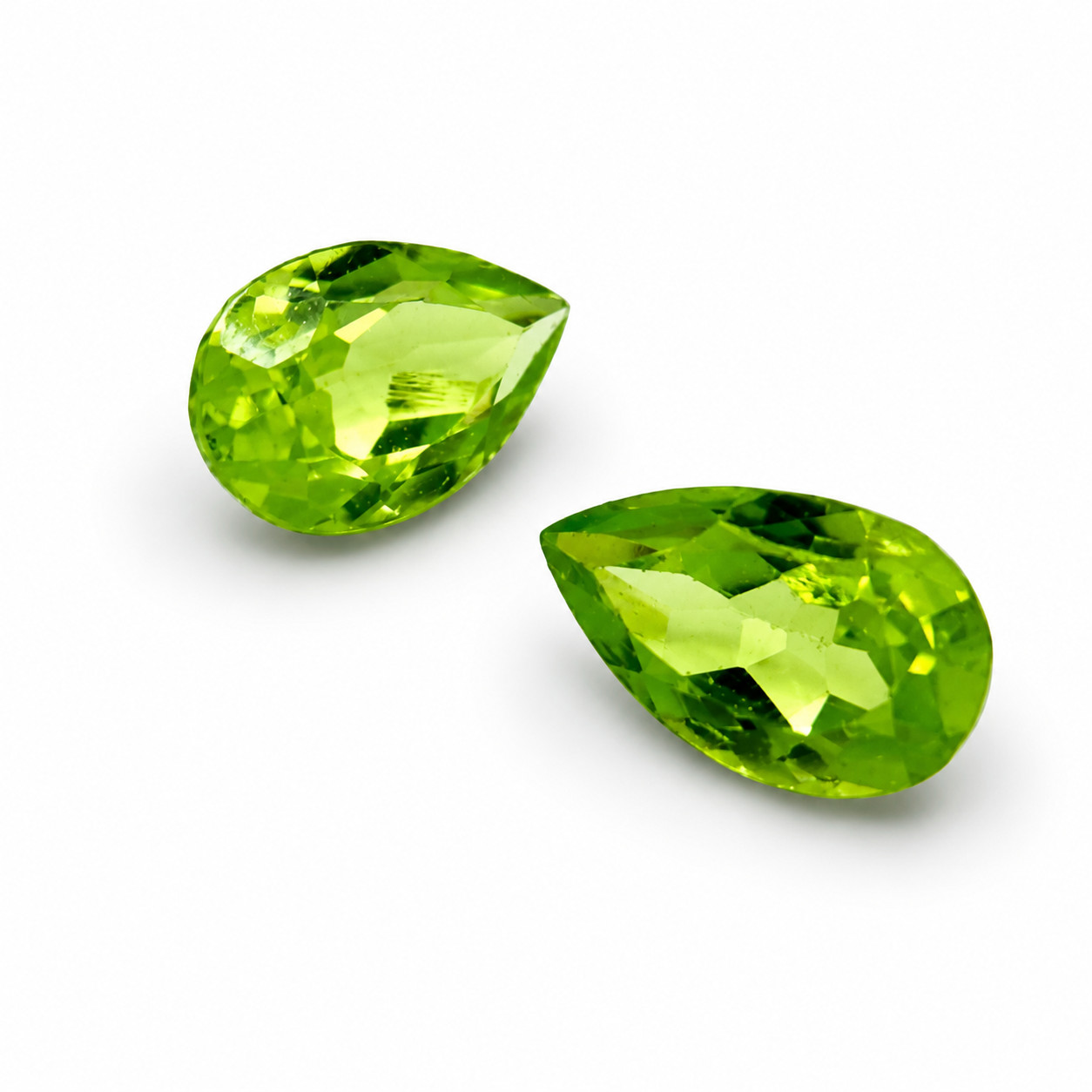 15-16 Ct Natural Pear Cut Afghani Green Peridot GGI Certified Loose Gems Pcs-2 15-16 Ct Natural Pear Cut Afghani Green Peridot GGI Certified Loose Gems Pcs-2