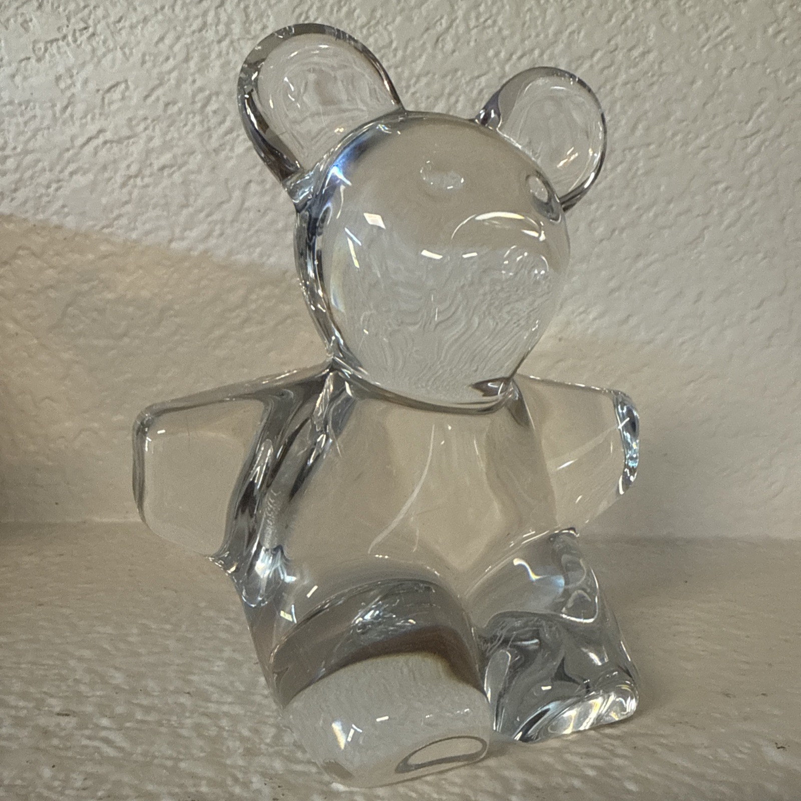 Vtg Daum France Teddy Bear Crystal Rare 6 Inch Signed Daum Desktop Paper Weight 