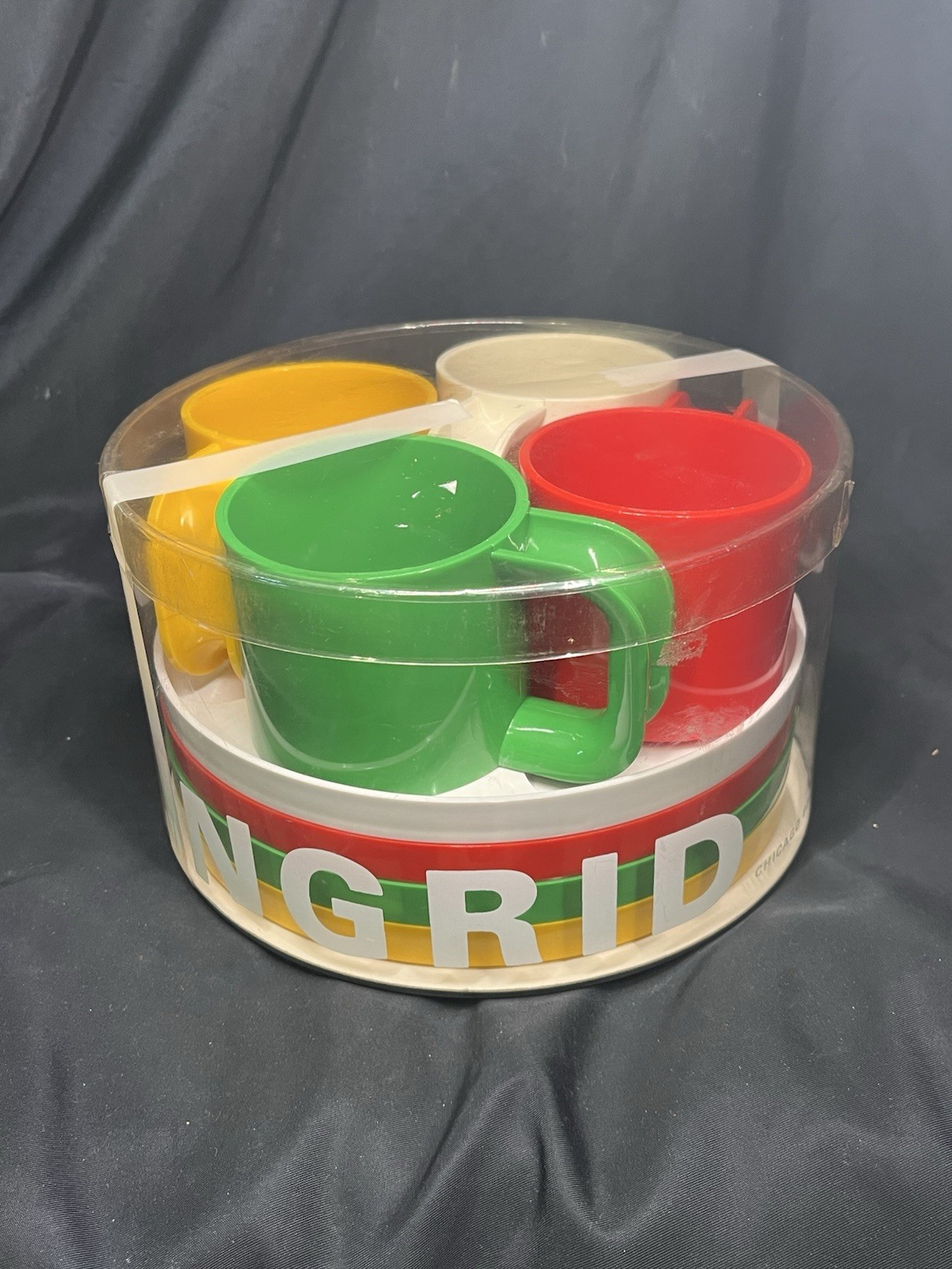 VINTAGE INGRID CHICAGO MINI SNACK SET 60640 RETRO COLORFUL MUGS PLATES Rainbow