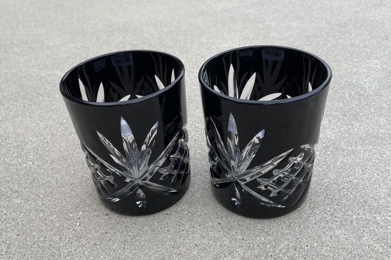 New Godinger Dublin Collection 4”Double Old Fashioned Glasses NWT Set Of 4 Black