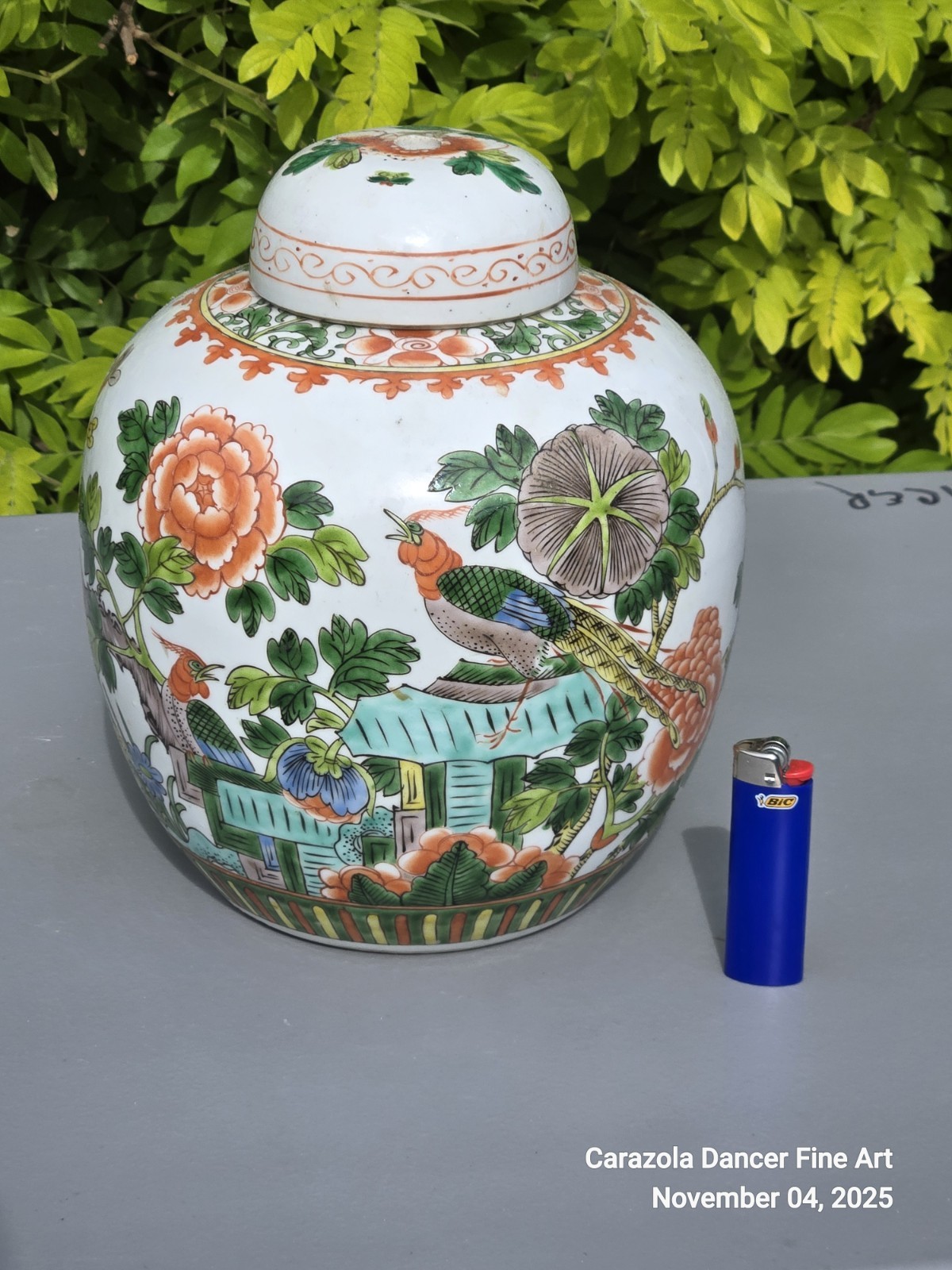 Vintage Chinese Hand Painted and Enameled Famille Vert Vase Vintage Chinese Hand Painted and Enameled Famille Vert Vase