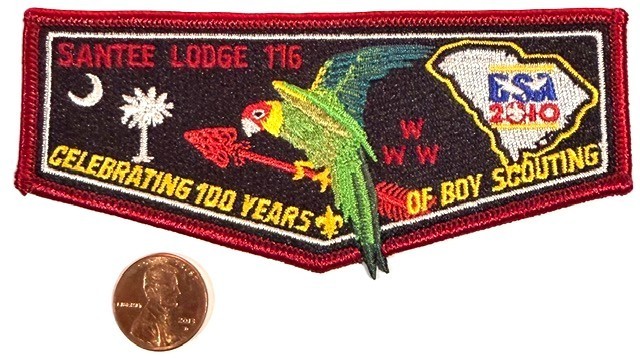 MERGED BOY SCOUT BSA OA SANTEE LODGE 116 INDIAN WATERS SC 2010 100TH ANN FLAP