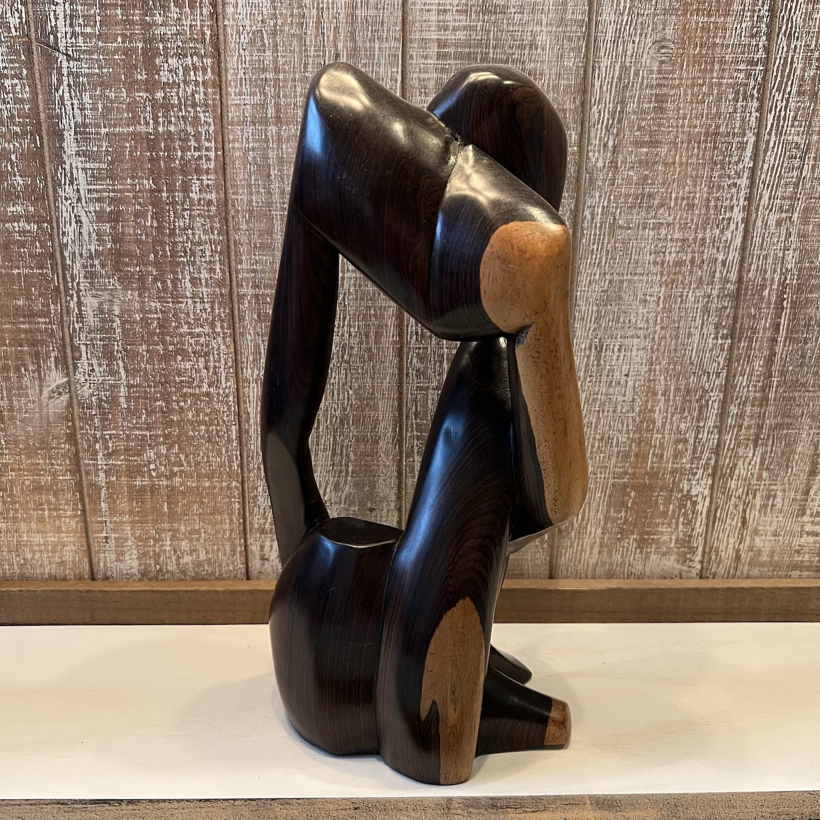 Vintage Abstract Wooden Hand Carved Sculpture Dark And Light Brown Vintage Abstract Wooden Hand Carved Sculpture Dark And Light Brown