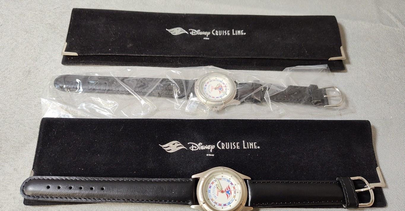 NEW Pair Mint Vintage Disney Cruise Line Watch with Black Genuine Leather Band NEW Pair Mint Vintage Disney Cruise Line Watch with Black Genuine Leather Band