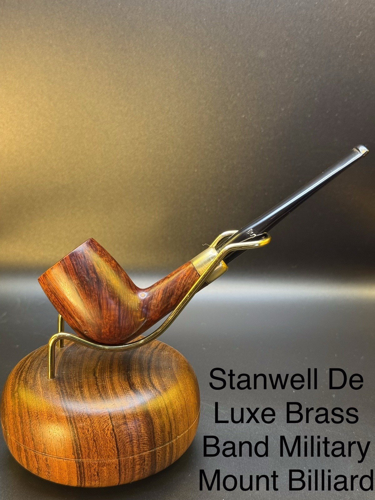 Vintage Stanwell De Luxe Brass Band Military Mount Billiard Tobacco Pipe