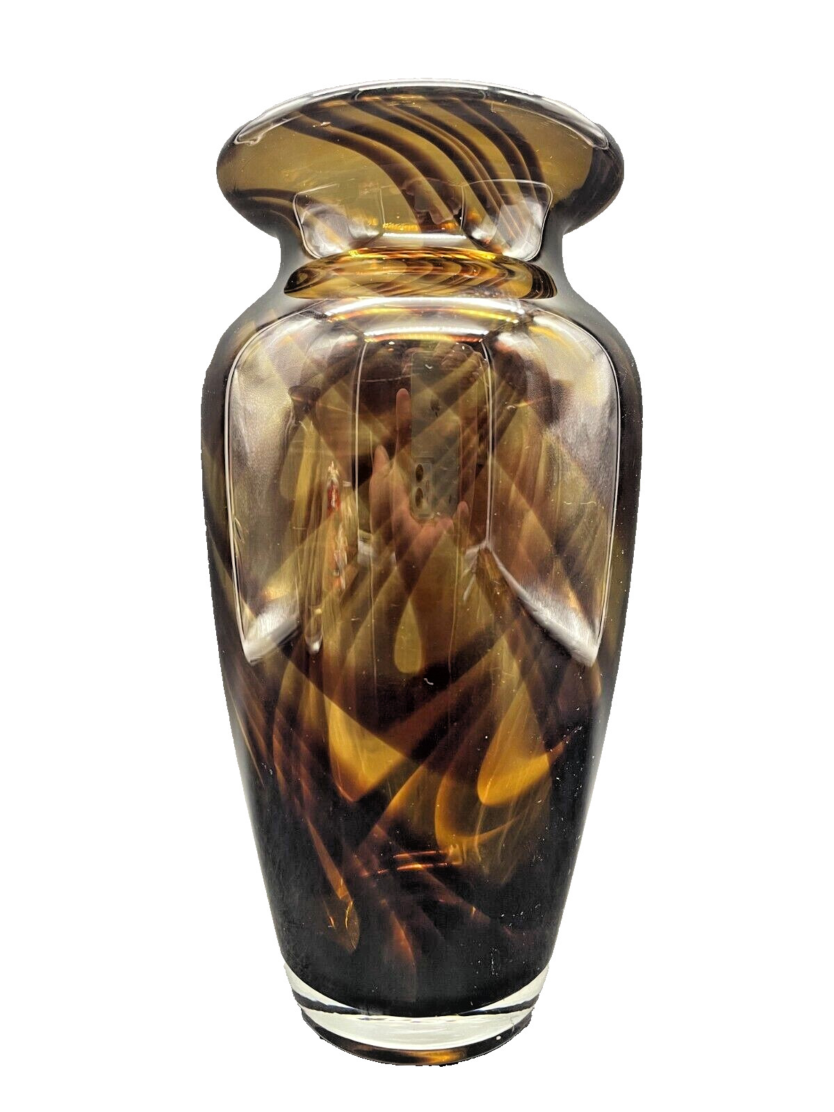 Vintage Italian TORTOISE SHELL VASE ART GLASS 8 x 4