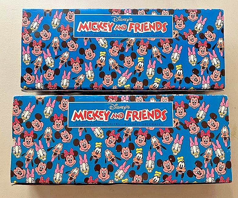 Vintage 1980s Disney Mickey Mouse Glass Tumbler Sets - 8 Glasses New Old Stock Vintage 1980s Disney Mickey Mouse Glass Tumbler Sets - 8 Glasses New Old Stock