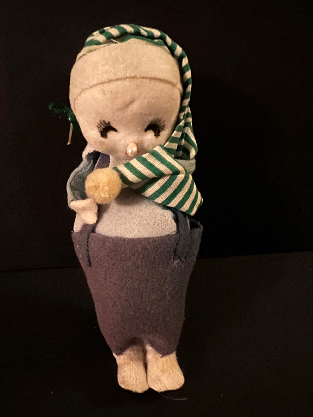 Vintage Napco Felt & Flocked Snow Baby Christmas Ornament Made in Japan