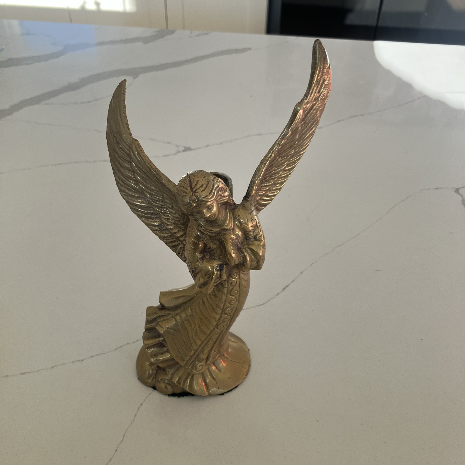 vintage solid brass praying angel figurine candle holder- Jainson vintage solid brass praying angel figurine candle holder- Jainson