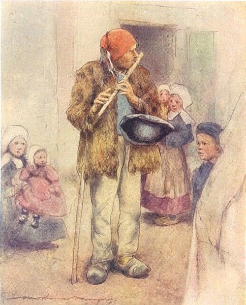 FINIST?RE BRITTANY BRETAGNE. The blind Piper 1905 old antique print picture
