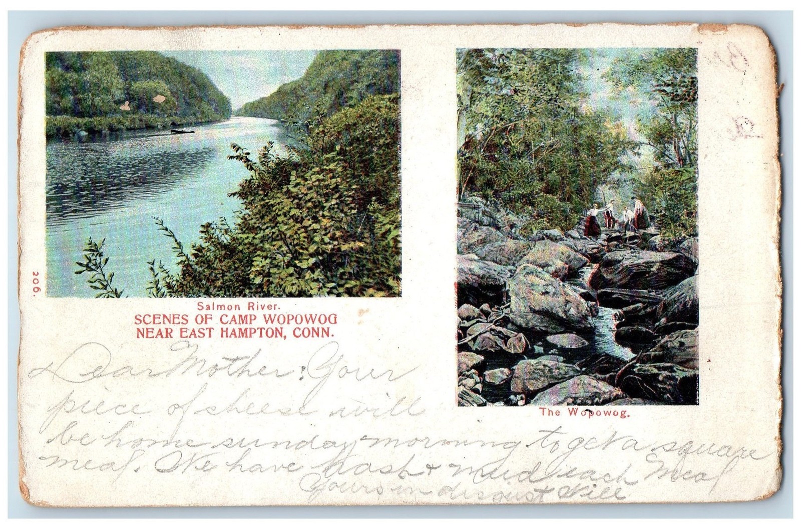 1905 Salmon River Scenes Of Camp Wopowog Tourist Rocks East Hampton CT Postcard 1905 Salmon River Scenes Of Camp Wopowog Tourist Rocks East Hampton CT Postcard