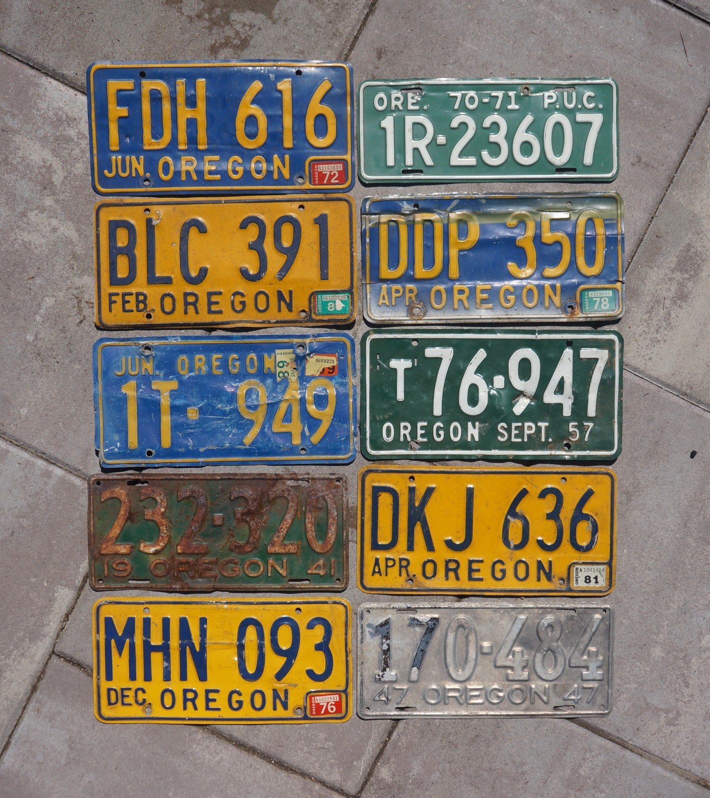 1940s to 1980s OREGON License Plate Plates LOT OF 10