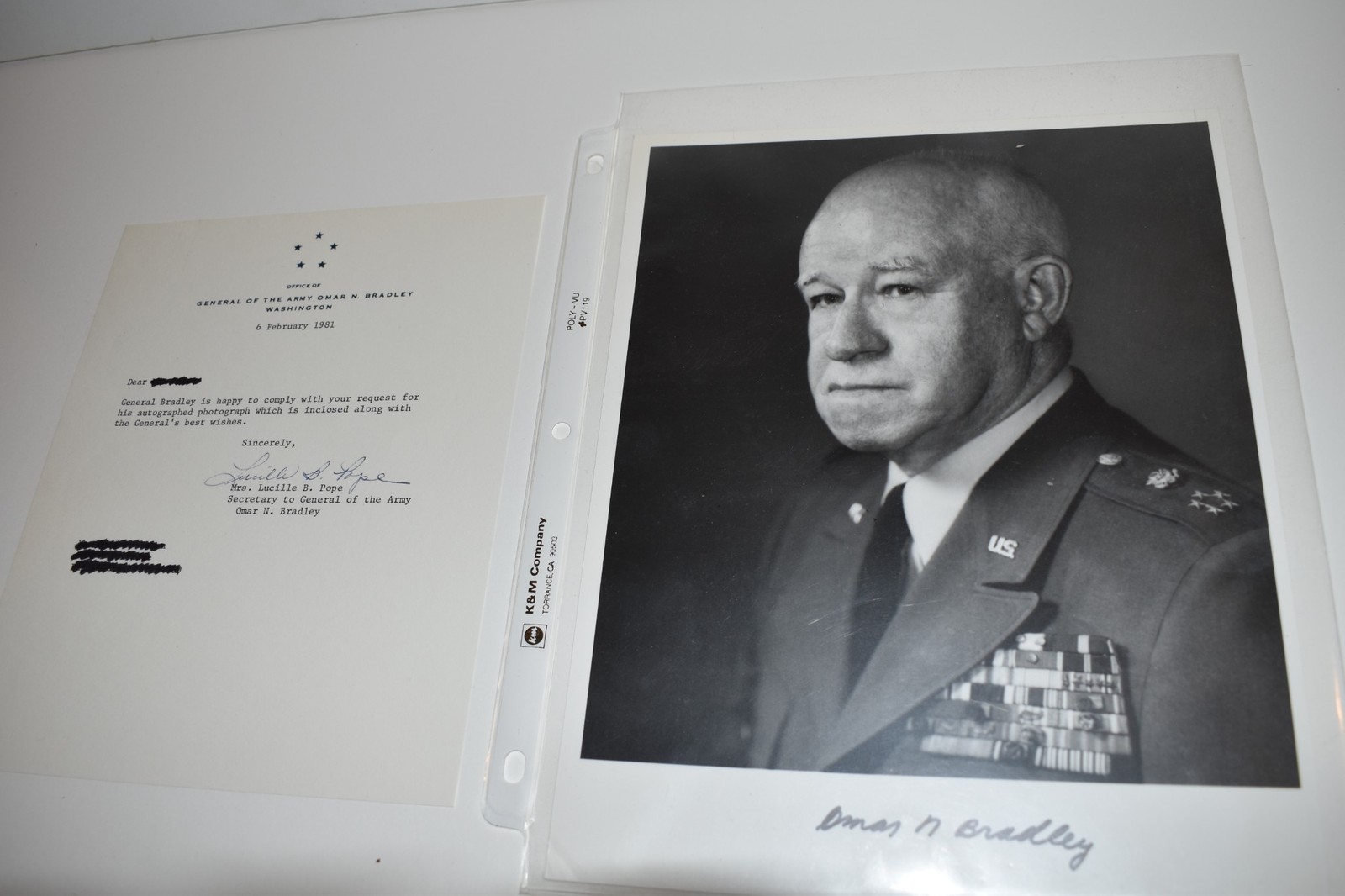 OMAR N BRADLEY GENERAL OF THE ARMY 1981 8X10  AUTOGRAPH SIGNED PHOTO  (CIJ46)