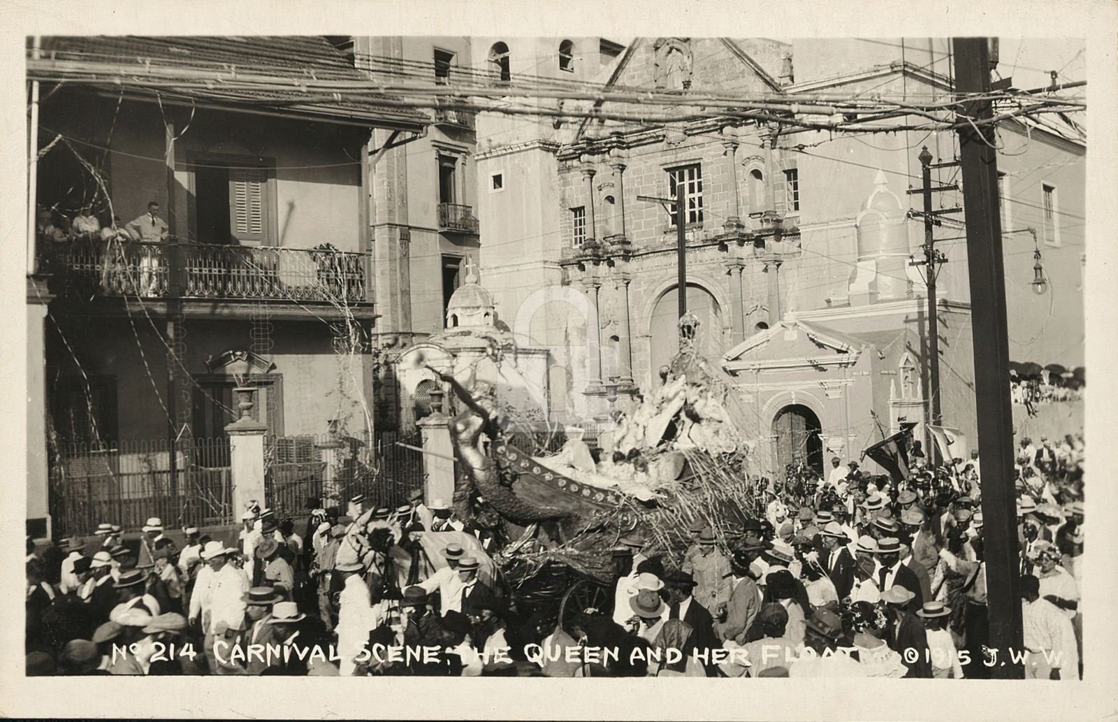Carnival scene in Panama City 1915 RPPC Photo Postcard Copy