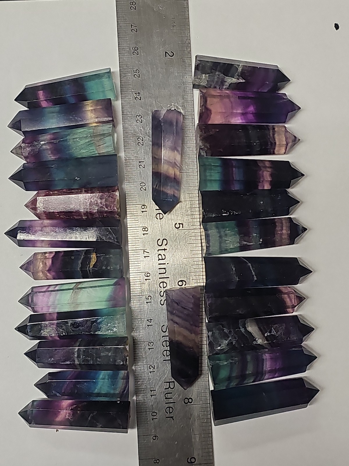 25 pc Bulk Lot Natural Rainbow Fluorite Crystal Tower Obelisk Wholesale Wand...