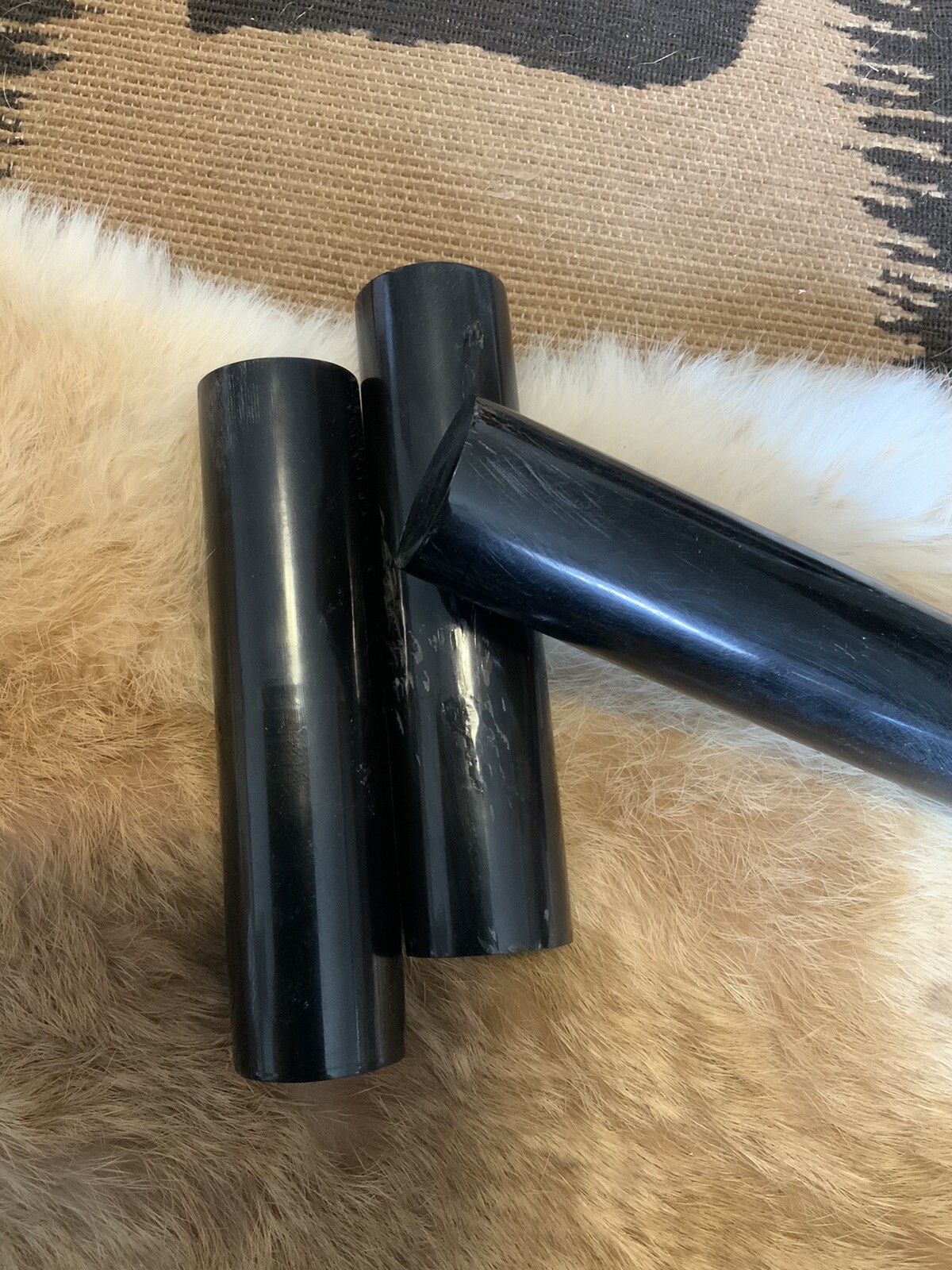 BUFFALO HORN KNIFE HANDLE Round Rods 5” X 1 3/16” Polished Black, Knife Making BUFFALO HORN KNIFE HANDLE Round Rods 5” X 1 3/16” Polished Black, Knife Making